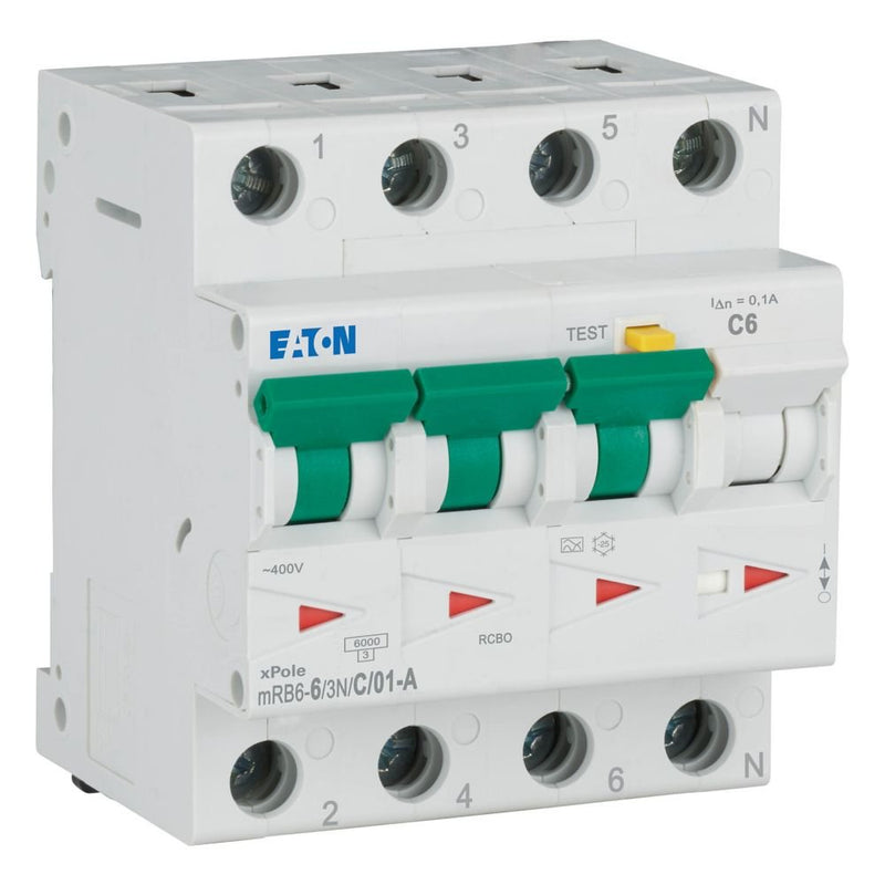 Eaton - Kombination FI-Schalter/Leitungsschutzschalter FI/LS Kombination mRB6-6/3N/C/01-A 6A 100mA