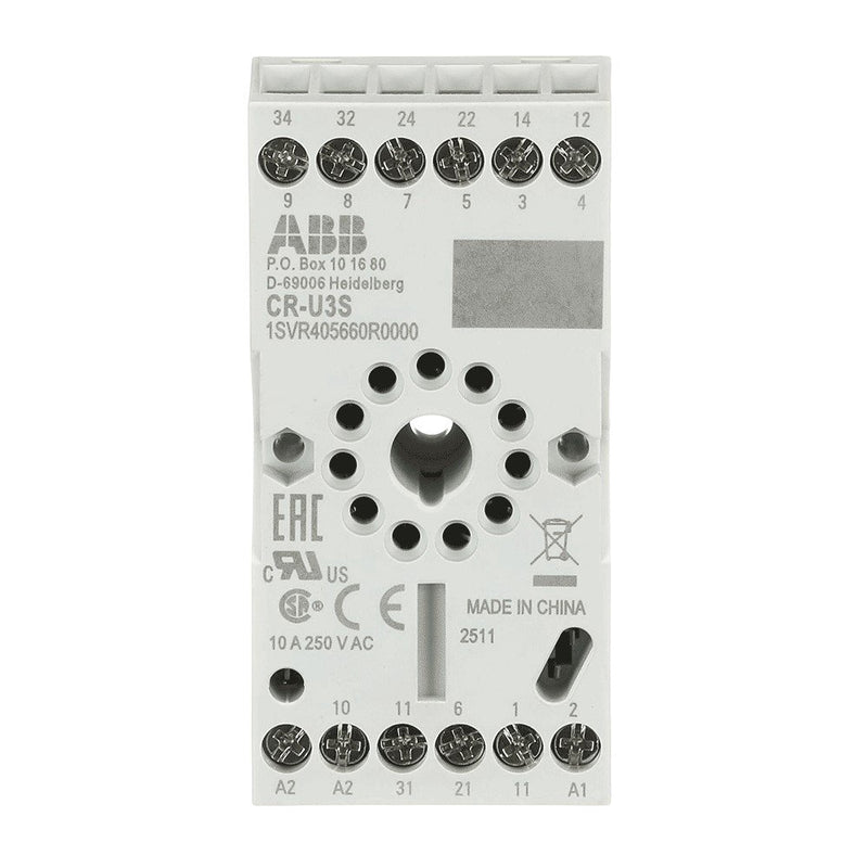 ABB Stotz S&J - Relaissockel Sockel CR-U3S für 3We CR-U Relais − 10 Stück