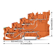 WAGO - Initiator/Aktor-Reihenklemme 4LeiterInitiatoreneinspek. 2020-5477 PE-Anschluss,orange − 15 Stück