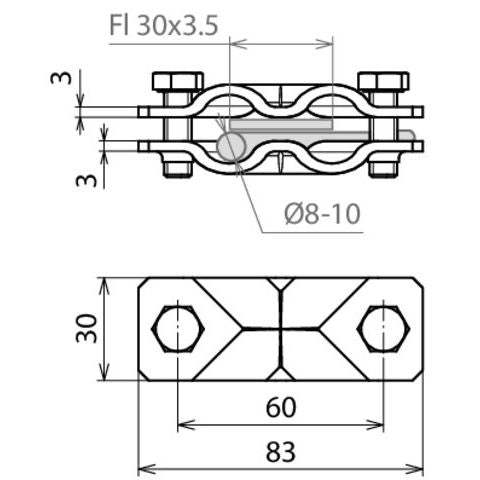 DEHN - Verbinder für Blitzschutz SVP-Klemme Niro SVPK 8.10 8.1#308069 (V4A)