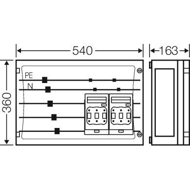 Hensel - Sicherungskasten Sammelschienengehäuse FP 3426 2x3xNH00C 250A 5p