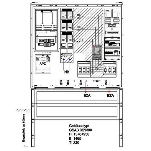 GSAB Elektrotechnik - Zähler-Komplettschrank Wandlermessung 22.W630.AR-01 RWE 630A
