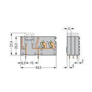 WAGO - Leiterplattenklemme 2LeiterLeiterplattenklemme 742-161 2,5 mm²,grau − 200 Stück