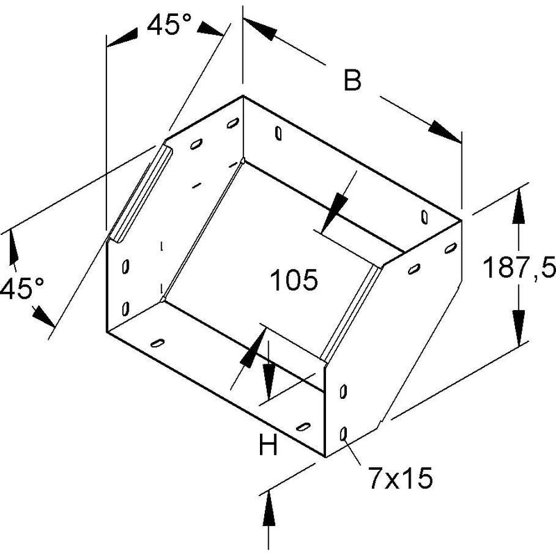Niedax - Bogen für Kabelrinne Universal-Steigstück RSDU 110.100-1.5S OV 2x45°, 110x100mm