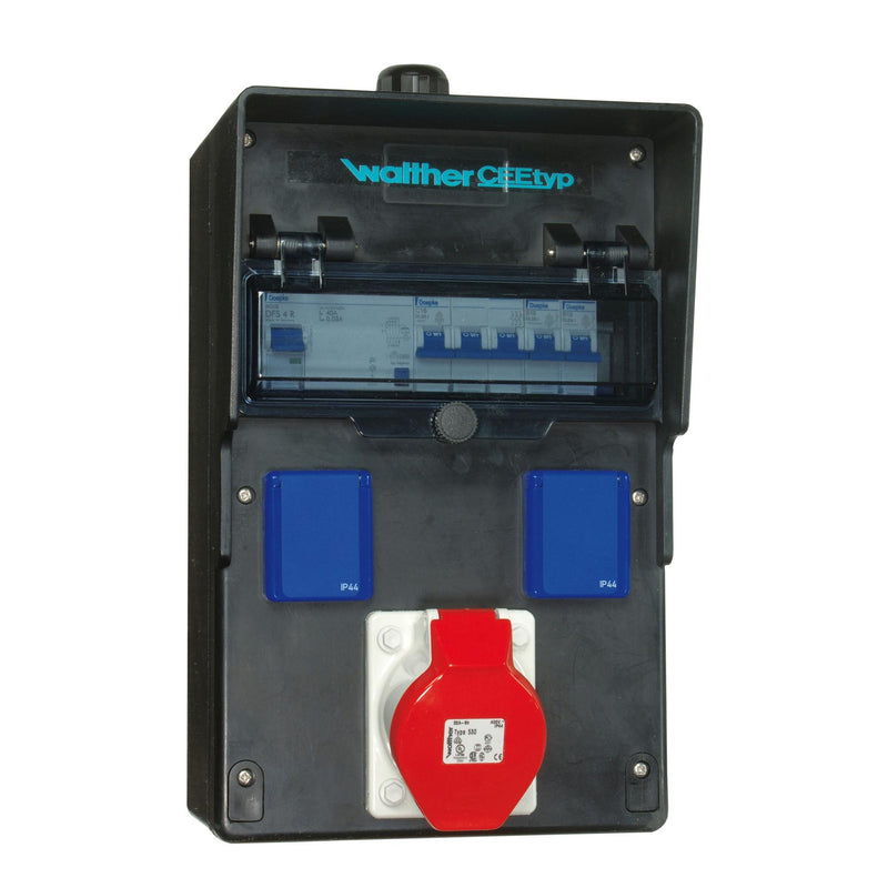Walther Werke - CEE-Steckdosen-Kombination (IEC 60309) Wandverteiler 6451102 vollgummi, sw