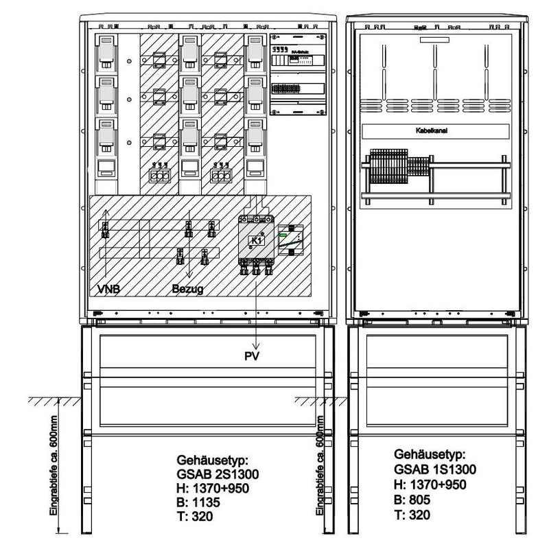 GSAB Elektrotechnik - Zähler-Komplettschrank Wandlermessung 42.W250.AR-01Ei eon Hanse
