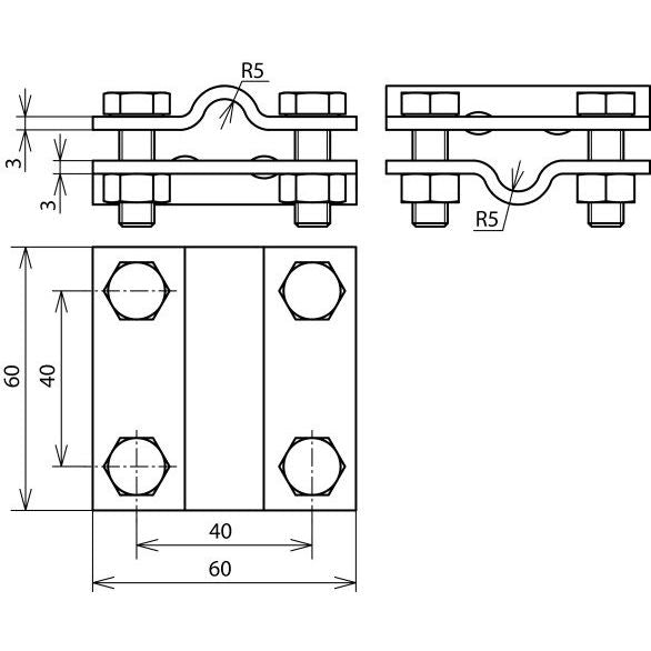 DEHN - Verbinder für Blitzschutz Kreuzstück St/tZn KS8.108.10FL30STTZN f.Rd 8-10/8-10mm