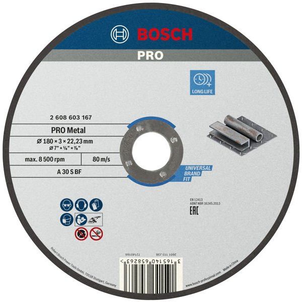 Bosch - Trenn-/Schleifscheibe PRO Metal Trennscheibe, 2608603167 180 x 3 x 22.23 mm