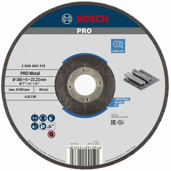 Bosch - Trenn-/Schleifscheibe PRO Metal Schleifscheibe, 2608600315 180 x 6 x 22.23 mm