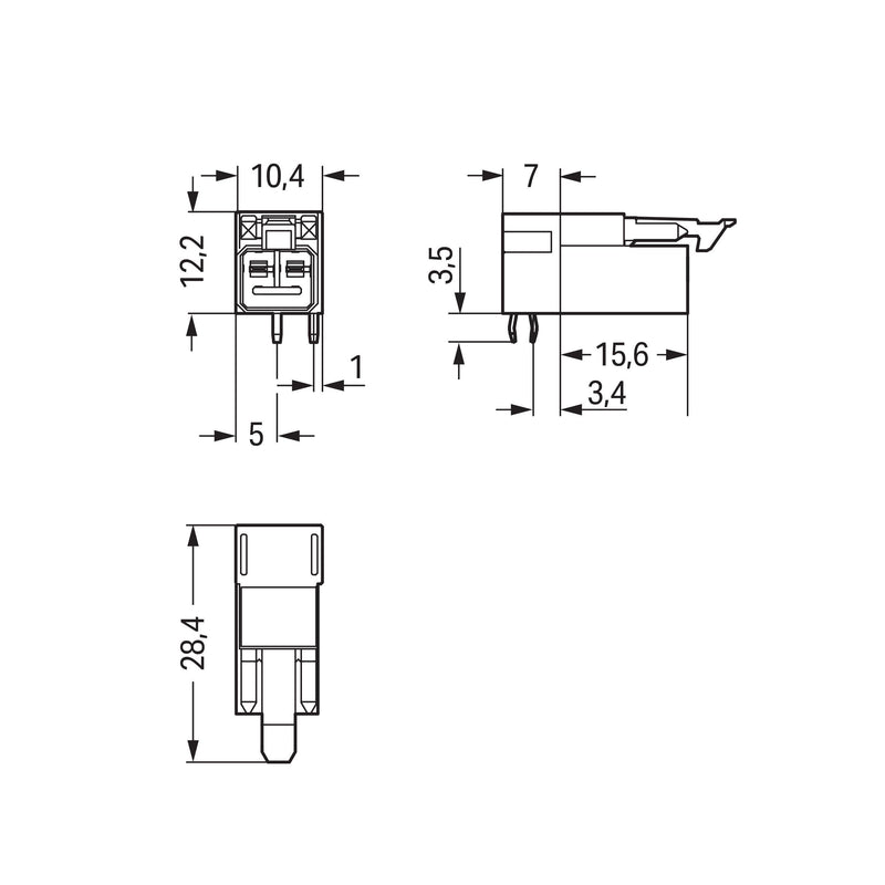 WAGO - Leiterplattensteckverbinder Stecker für Leiterplatten 890-872/011-000 2-polig,hellgrün − 100 Stück
