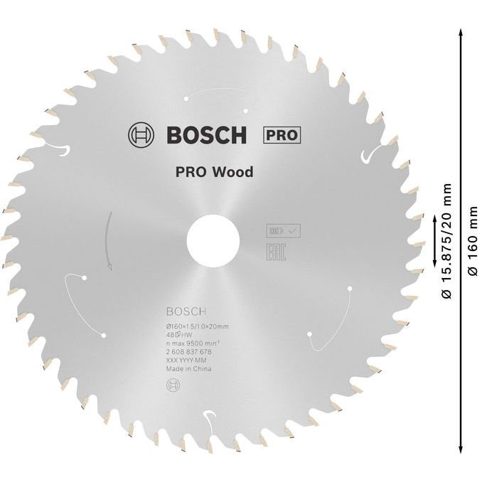 Bosch - Kreissägeblatt PRO Wood cordless 2608837678 Kreissägeblatt 160 x