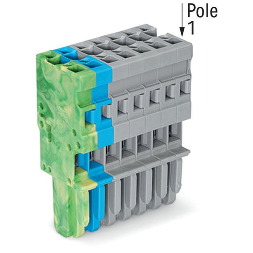 WAGO - Ein- und mehrpolige Klemmenleiste 1-Leiter-Federleiste 769-107/000-039 4mm²,gr/bl/gn-ge − 25 Stück