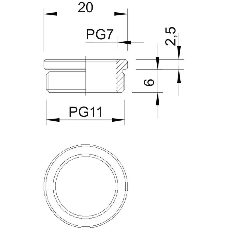 OBO Bettermann - Erweiterungs-/Reduzierring Reduktion 167 R MS PG11-7 − 50 Stück