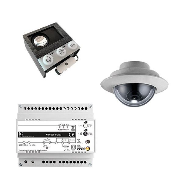 TCS Tür Control - Türsprech-Set Videosprechanlgenset color VK03 m. Einbau Domekamera