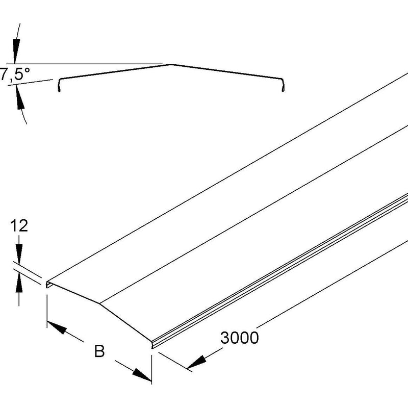 Niedax - Deckel für Kabeltragsystem Deckel MTCC 200/7.5° S für Gitterrinne − 3 Meter