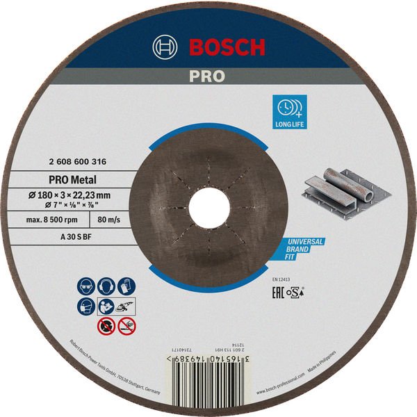Bosch - Trenn-/Schleifscheibe PRO Metal Trennscheibe, 2608600316 180 x 3 x 22.23 mm