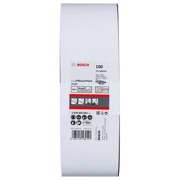 Bosch - Schleifpapier/Schleifvlies PRO X440 Schleifband, 75 x 2608606083 533 mm, 100, 10-tlg