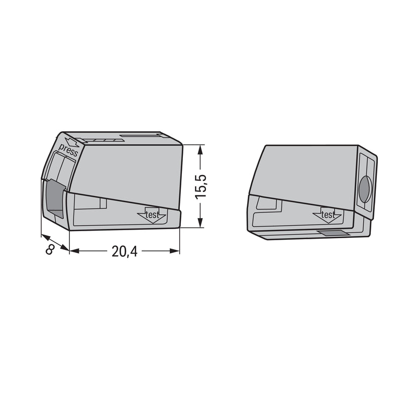 WAGO - Steckklemme Leuchtenklemme 224-101 1,0-2,5mmq grau − 100 Stück