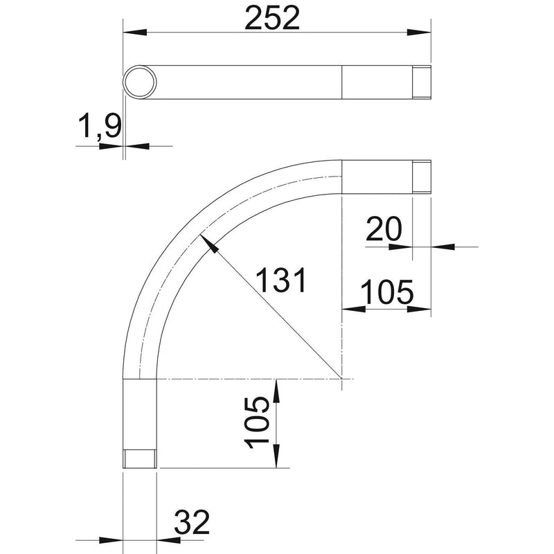 OBO Bettermann - Bogen für Installationsrohre Aluminiumrohrbogen SBM32W ALU m. Gewinde M32x1,5 − 20 Stück
