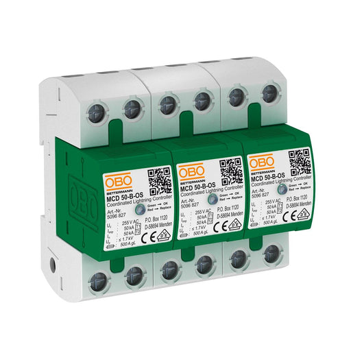 OBO Bettermann - Blitzstromableiter für Energietechnik Blitzstromableiter MCD 50-B 3-OS Set m.Funktionsanze