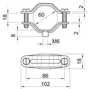 OBO Bettermann - Befestigungsschelle für Kabel/Rohre Abstandsschelle 2073 M6 G galv.vz − 20 Stück