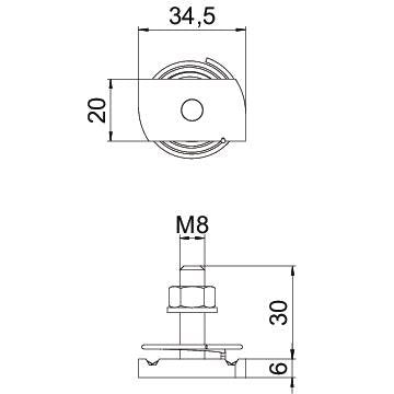 OBO Bettermann - Hammerkopfschraube MS41HBF M8x30 ZL mit Feder − 50 Stück