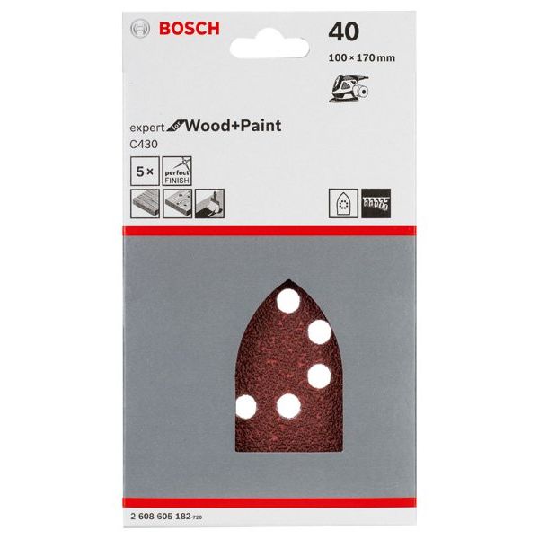Bosch - Schleifpapier/Schleifvlies Schleifblatt C430, 100 x 2608605182 170 mm 40 8 Löcher