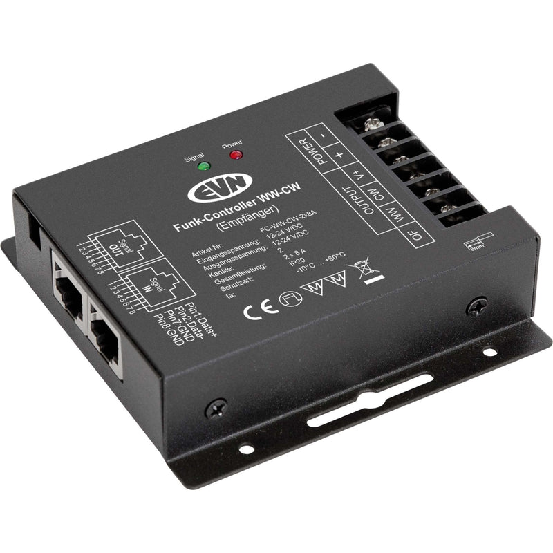 EVN Lichttechnik - Steuergerät für Leuchten Funk-Empfänger-Controller FCWWCW2X8A 12-24V/DC-2x8A IP20