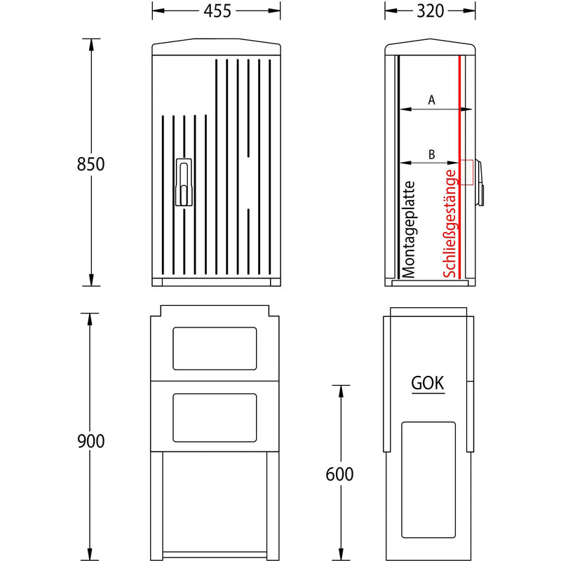 uesa - Gehäuse/Schaltschrank (leer) Leerschrank IP44 A060-M-850 850x455x320mm