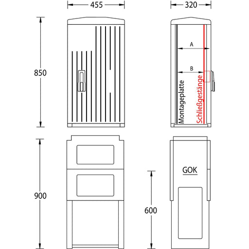 uesa - Gehäuse/Schaltschrank (leer) Leerschrank IP44 A060-M-850 850x455x320mm