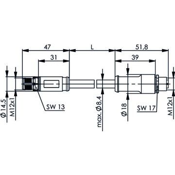 Telegärtner - Konfektionierte Leitung für steckbare Gebäudeinstallation STX M12x1-M12x1 VL 100017380 X-kod. Cat.6A(IEC)