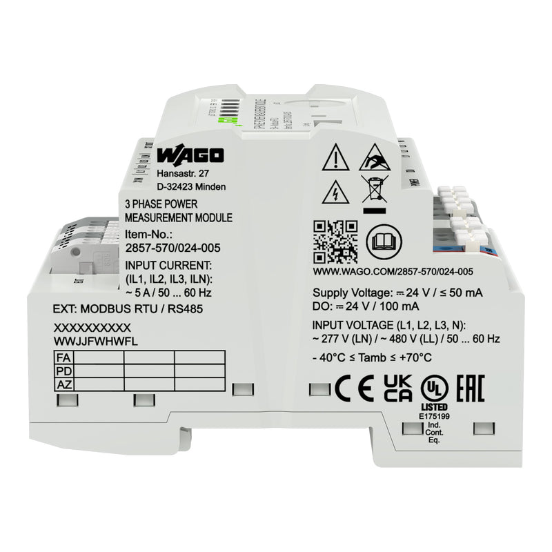 WAGO - Leistungsmessumformer 3PH-Leistungsmessmodul 2857-570/024-005 3x400/690V/5A M RTU