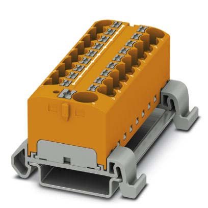 Phoenix Contact - Durchgangs-Reihenklemme Verteilerblock PTFIX10/18X4-NS35AOG − 8 Stück