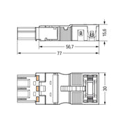 WAGO - Steckverbinder für steckbare Gebäudeinstallation Steck. m. Zugentlastungsg. 770-233/035-050 3-polig,weiß − 25 Stück