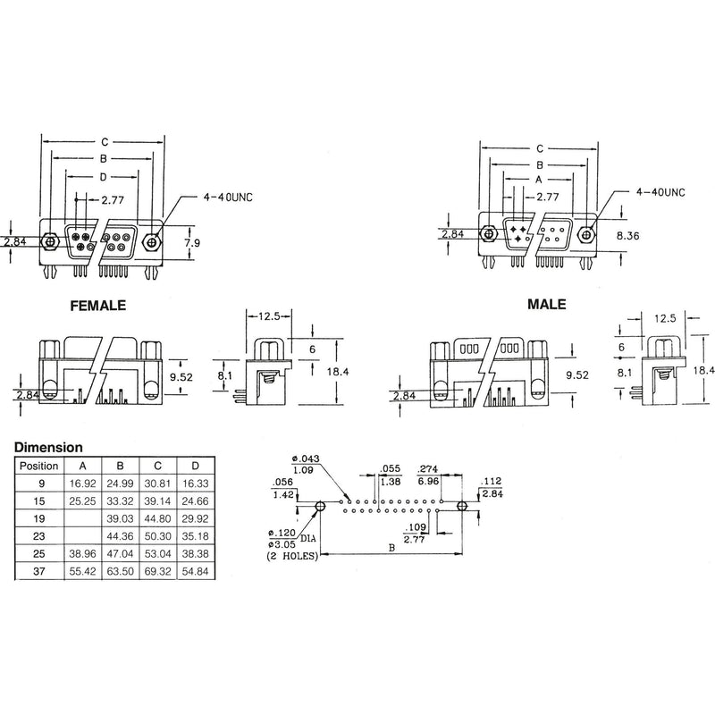 EFB-Elektronik - D-Sub-Steckverbinder D-Sub Buchse 29226.2 EDF 09A KGT2 7,2mm