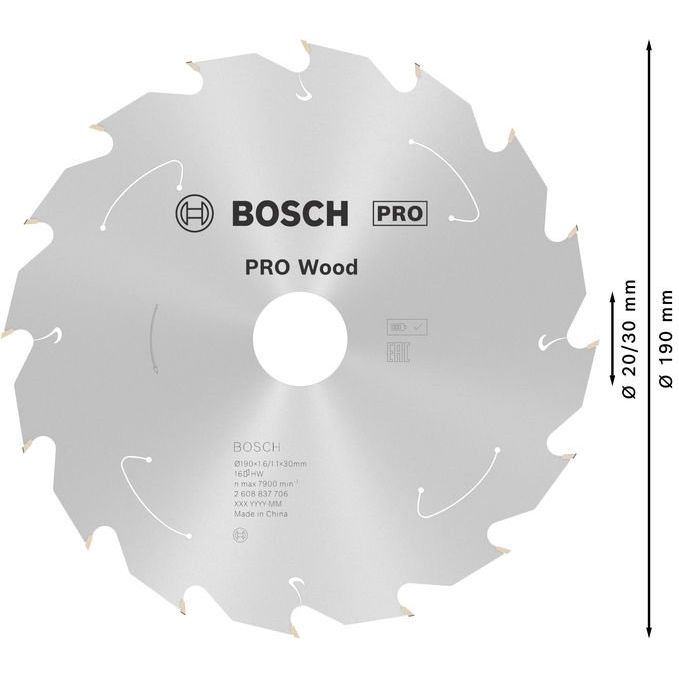 Bosch - Kreissägeblatt PRO Wood cordless 2608837706 Kreissägeblatt 190 x