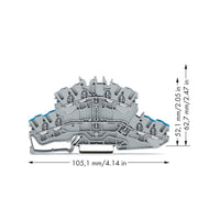 WAGO - Durchgangs-Reihenklemme 4-Leiter-Doppelstockklemme 2002-2402 N/L,grau − 50 Stück