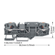 WAGO - Durchgangs-Reihenklemme 2-Leiter-Basisklemme 2206-1661 35x15 u. 35x7,5,grau − 25 Stück