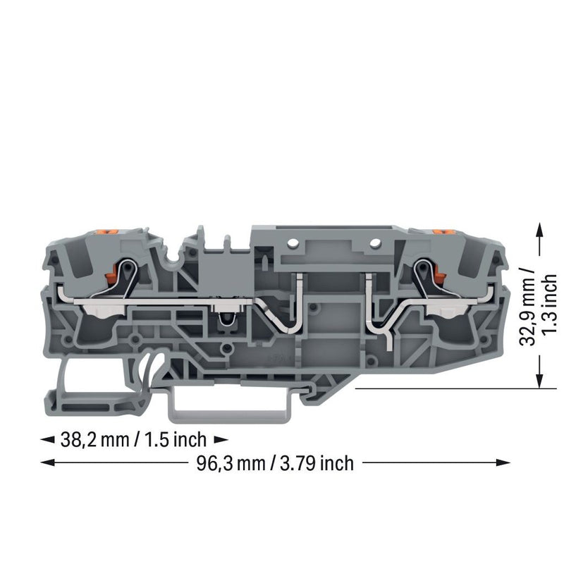 WAGO - Durchgangs-Reihenklemme 2-Leiter-Basisklemme 2206-1661 35x15 u. 35x7,5,grau − 25 Stück