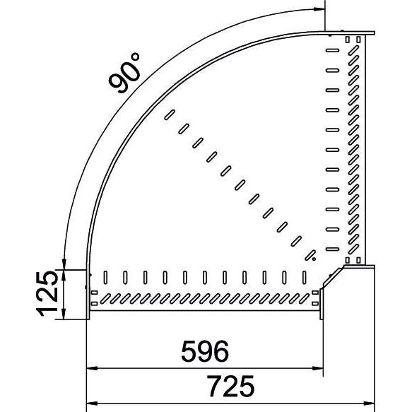 OBO Bettermann - Bogen für Kabelrinne Bogen 90 Grad RB 90 860 FS 85x600 bandverzinkt