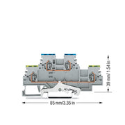 WAGO - Schutzleiter-Reihenklemme Doppelstockklemme 279-517 1,5 mm²,grau − 50 Stück