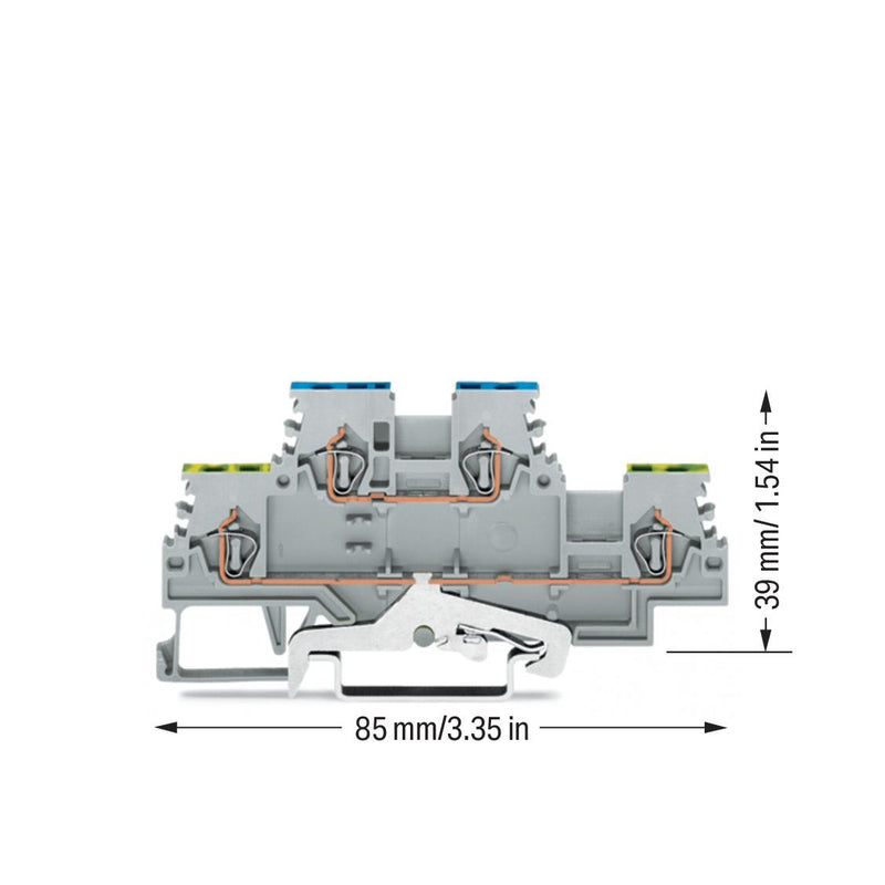 WAGO - Schutzleiter-Reihenklemme Doppelstockklemme 279-517 1,5 mm²,grau − 50 Stück