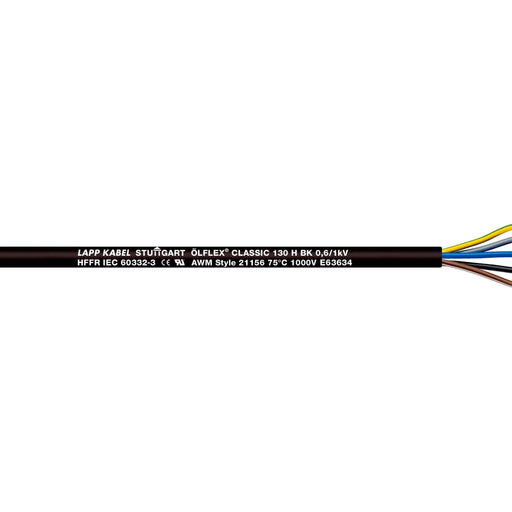 Lapp Kabel&Leitung - Energiekabel >= 1 kV, für ortsveränderlichen Einsatz ÖLFLEX CLASSIC 130 H BK 1123441/500 0,6/1 kV 5G10 − 500 Meter