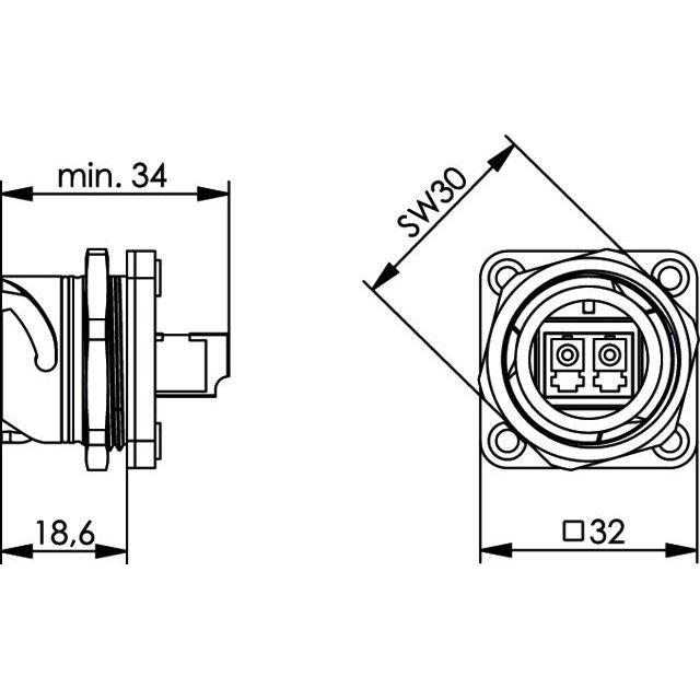 Telegärtner - LWL-Kupplung STX V1 Flanschset 100007579 LC-D Kupplung SM