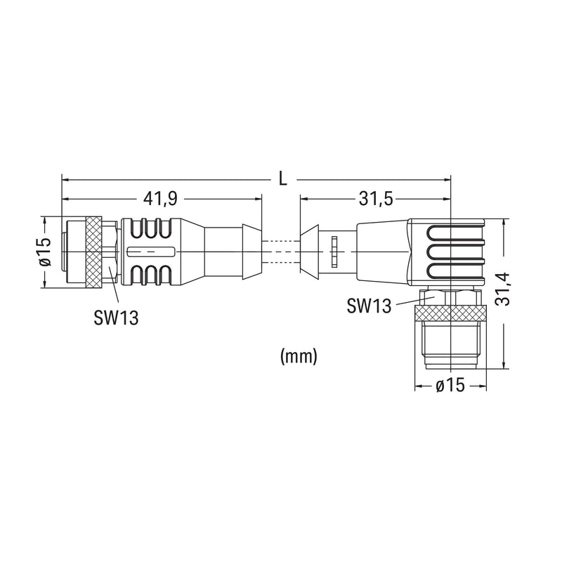 WAGO - Konfektioniertes Sensor-Aktor-Kabel Sensor-/Aktorleitung M12A 756-5402/030-020 Bu.,ax.,M12A-St.,w. − 1 Stück