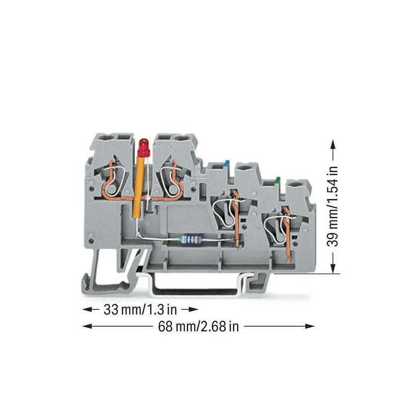 WAGO - Initiator/Aktor-Reihenklemme 3-Leiter-Aktorenklemme 270-572/281-434 LED rot − 50 Stück