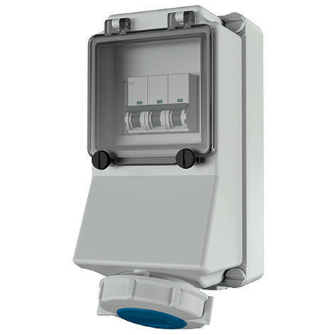 Mennekes - CEE-Steckdose abschaltbar, abgesichert (IEC 60309) Wanddose 7143 16A,3p,6h,230V,IP67