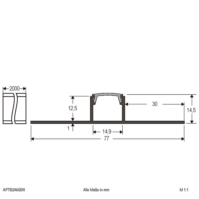 EVN Lichttechnik - Mechanisches Zubehör/Ersatzteile für Leuchten Alu-Profil m. Abdeckung APTB2AM200 opal, 2m