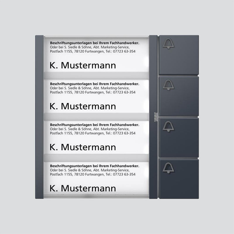 Siedle&Söhne - Funktionsmodul für Türkommunikation Tasten-Modul TM 612-4 AG anthrazitgrau