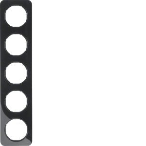 Berker - Abdeckrahmen Rahmen sw/gl 10152145 5fach